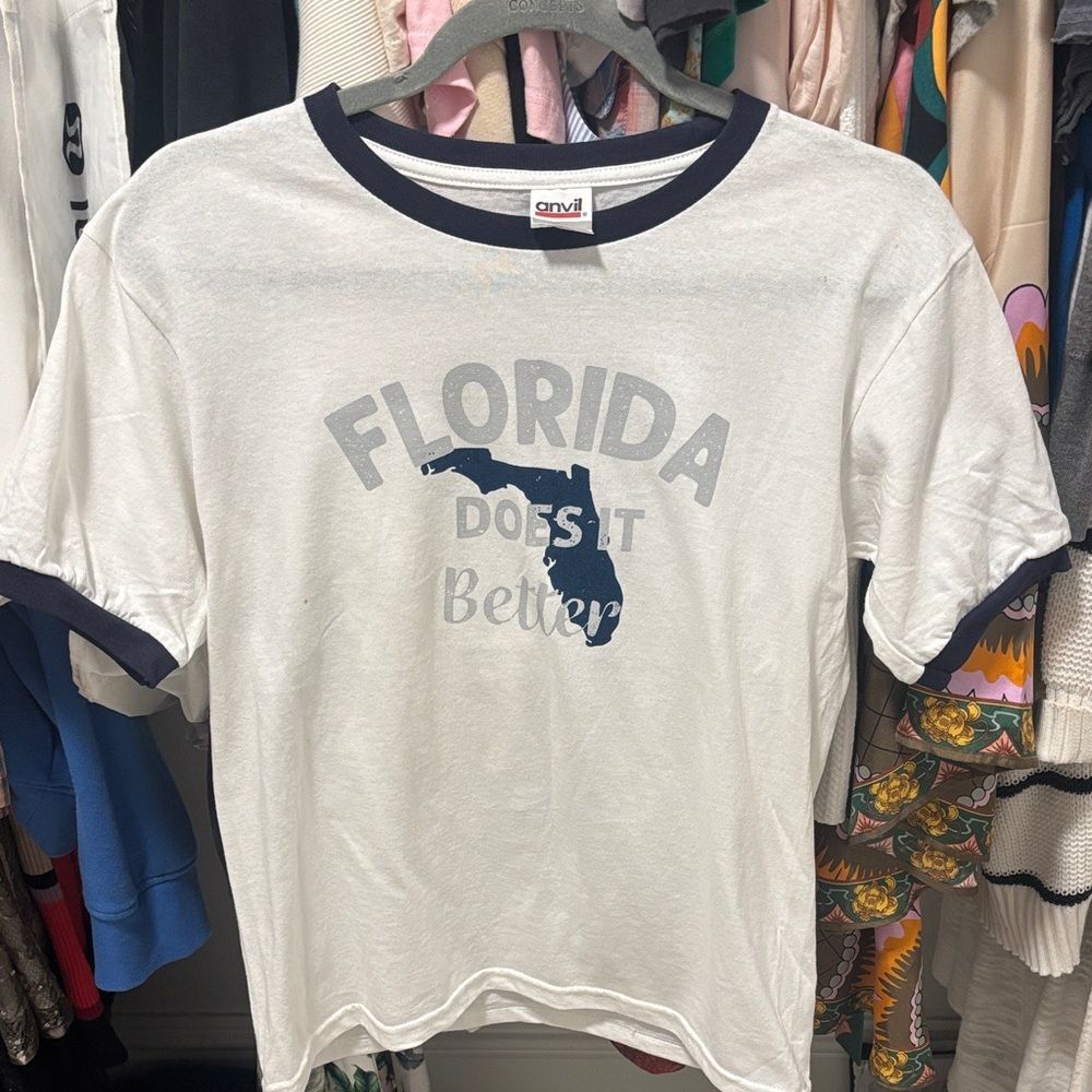 Anvil White and Navy Florida Graphic T-Shirt - Florida does it better